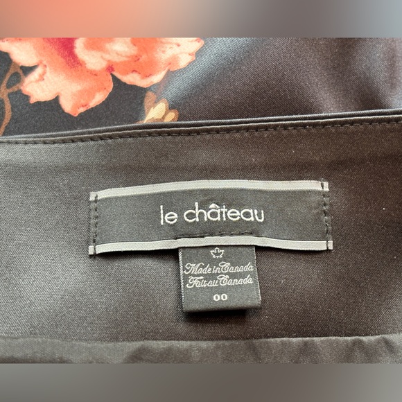 Le Château Y2K Vintage Black Floral Satin Pencil Skirt Side Slit 00 - Picture 8 of 13